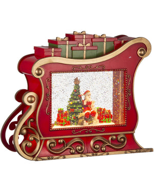 Musical Sleigh Glitter Swirl Christmas Decoration 25cm