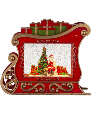 Musical Sleigh Glitter Swirl Christmas Decoration 25cm