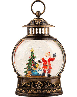 Christmas Glitter Swirl Musical Oval Santa Lantern USB