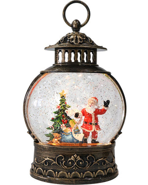 Christmas Glitter Swirl Musical Oval Santa Lantern USB