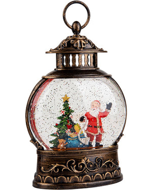 Christmas Glitter Swirl Musical Oval Santa Lantern USB