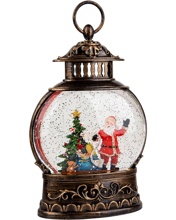 Christmas Glitter Swirl Musical Oval Santa Lantern USB