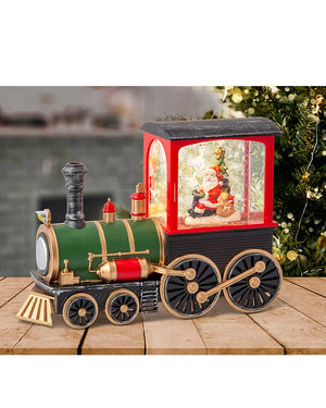 Santa Train Glitter Swirl Christmas Decoration 22cm