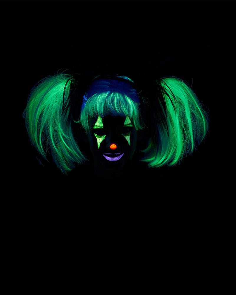 Glow in the Dark Punk Black and Grey Pigtails Wig