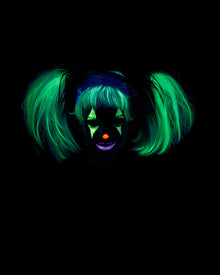 Glow in the Dark Punk Black and Grey Pigtails Wig
