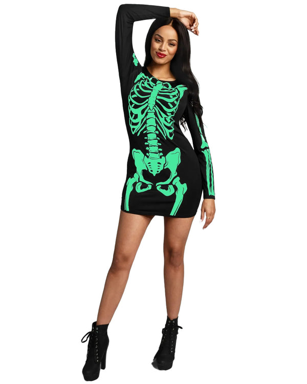 Glow Skeleton Dress Womens Costume