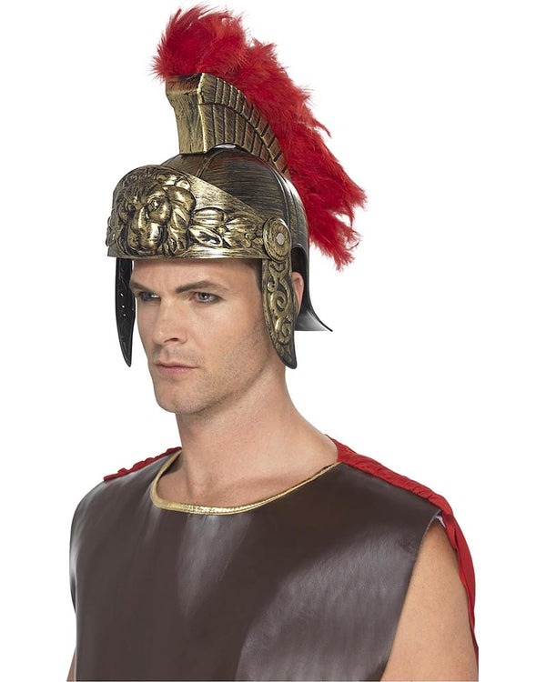 Gold and Red Roman Spartan Helmet