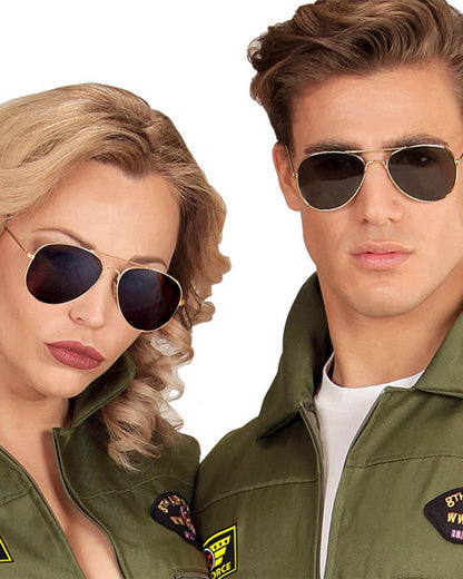 Gold Aviator Black Lense Glasses