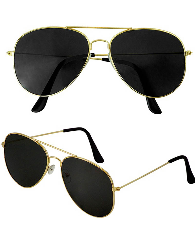 Gold Aviator Black Lense Glasses