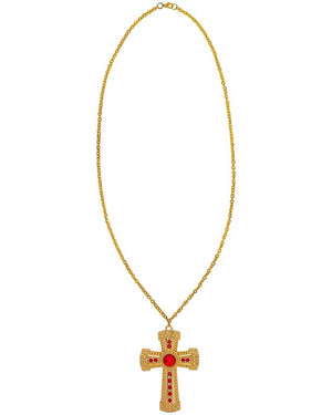 Gold Cross Necklace with Gems