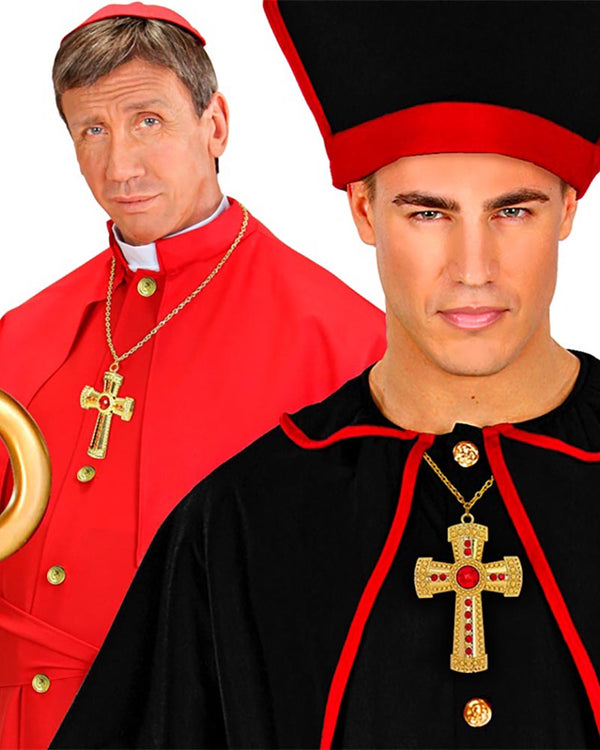 Gold Cross Necklace with Gems