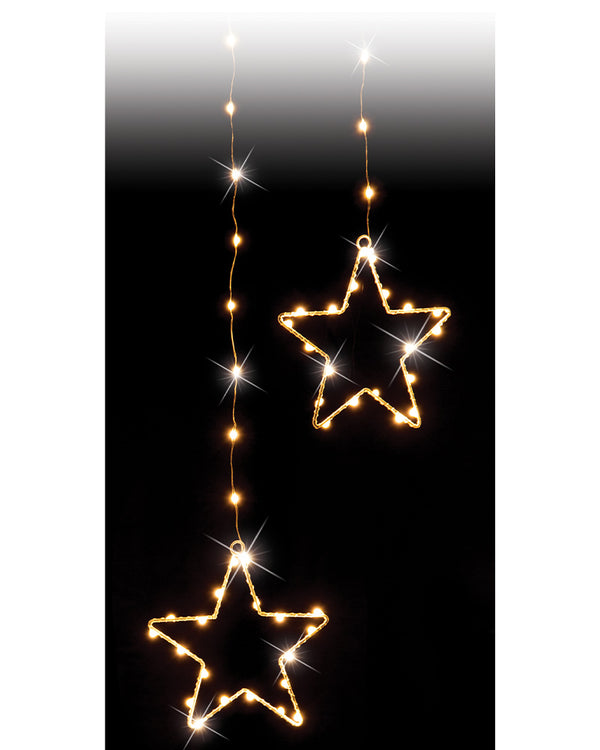 Gold LED Christmas Wire Star Curtain 1.2m
