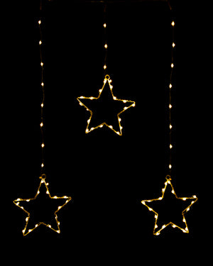 Gold LED Wire Star Curtain 1.2m