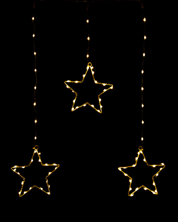 Gold LED Christmas Wire Star Curtain 1.2m