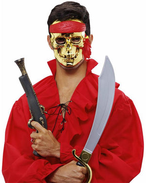 Gold Pirate Skull Half Mask