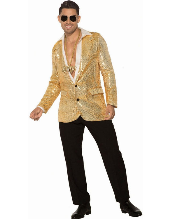 Gold Sequin Pimp Coat Mens Costume
