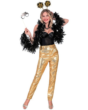 Gold Sequin Womens Pants