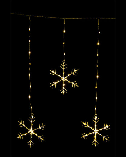 Gold Snowflakes LED Curtain Christmas Light 1.2m