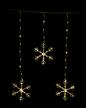 Gold Snowflakes LED Curtain Christmas Light 1.2m
