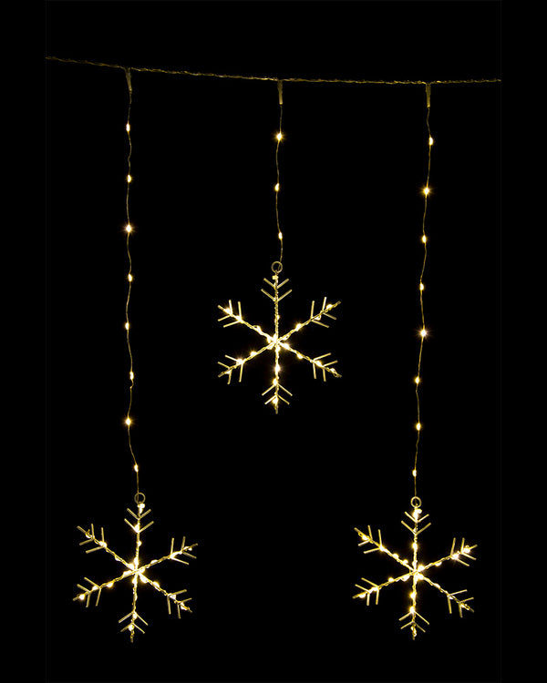 Gold Snowflakes LED Curtain Christmas Light 1.2m