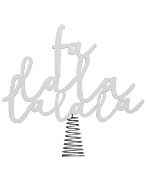 Good Cheer White Falala Wooden Christmas Tree Topper