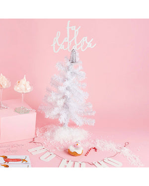 Good Cheer White Falala Wooden Christmas Tree Topper