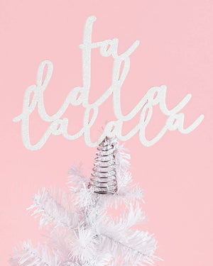 Good Cheer White Falala Wooden Christmas Tree Topper