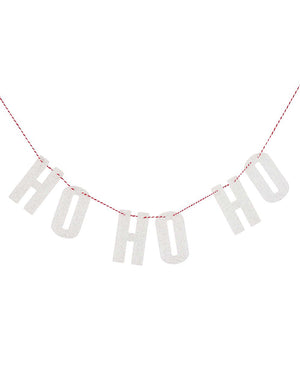 Good Cheer White Ho Ho Ho Glitter Acrylic Garland 1m