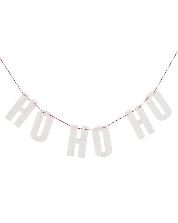 Good Cheer White Ho Ho Ho Glitter Acrylic Garland 1m