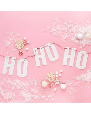 Good Cheer White Ho Ho Ho Glitter Acrylic Garland 1m