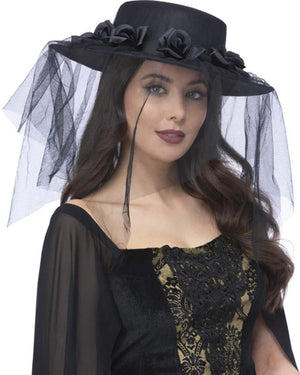 Gothic Black Widow Funeral Hat