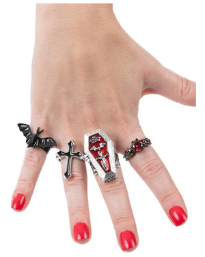 Gothic Vampire Rings Pack of 4