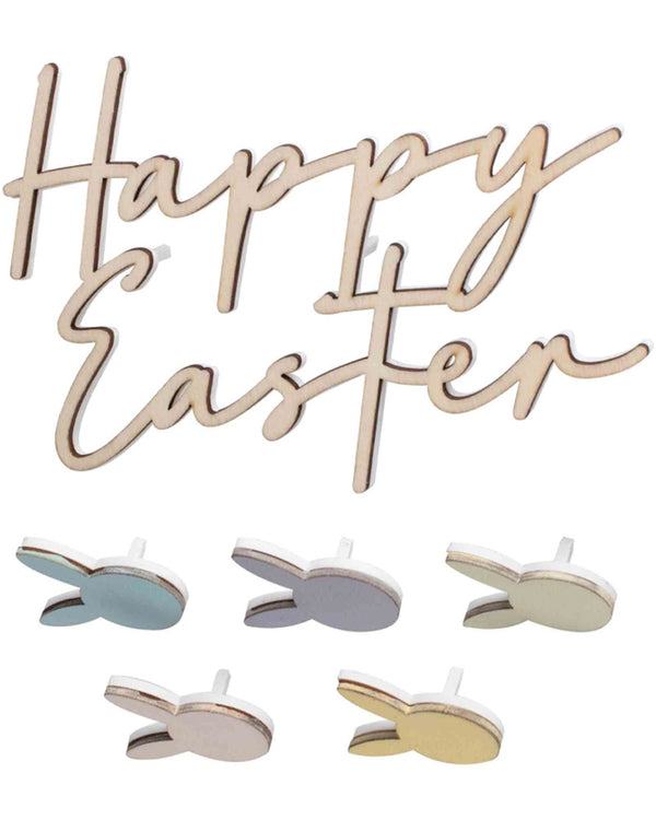 Hop Hop Hooray Easter Cake Topper Set