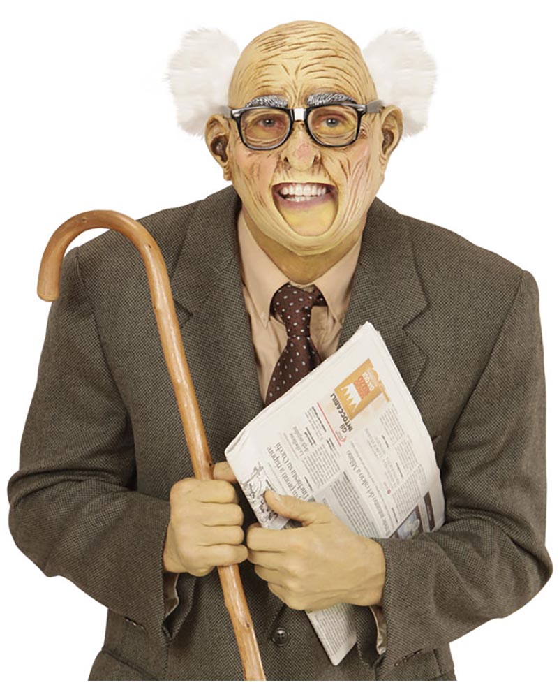 Grandpa Open Mouth Mask with Hair