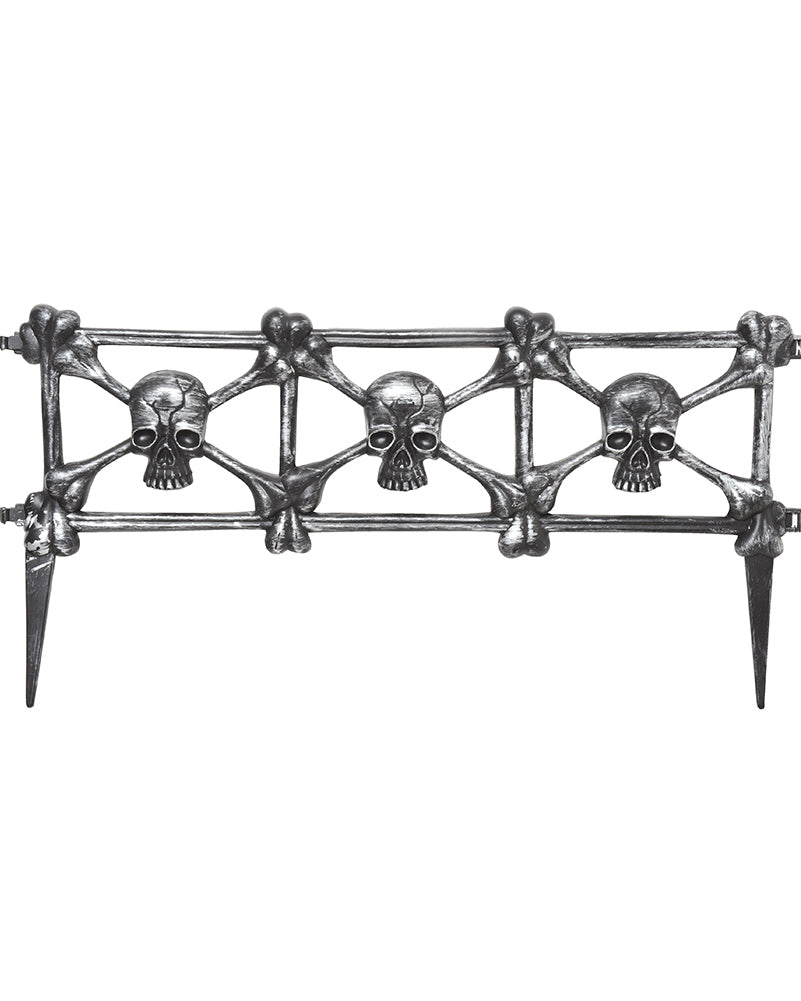 Graveyard Skull Fence Black Silver Pack of 3