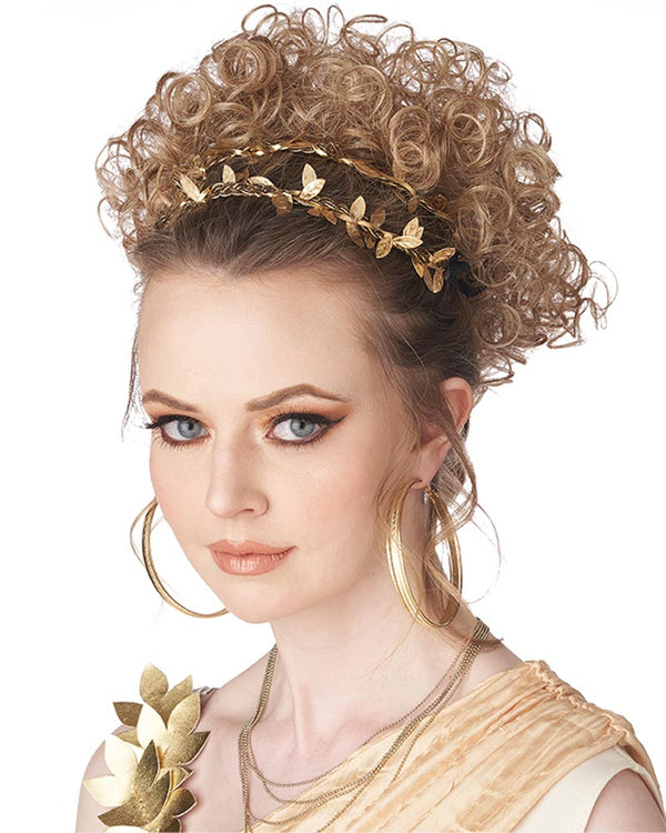 Greco Roman Goddess Curly Blonde Clip On Wig