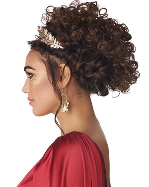 Greco Roman Goddess Curly Brown Clip On Wig