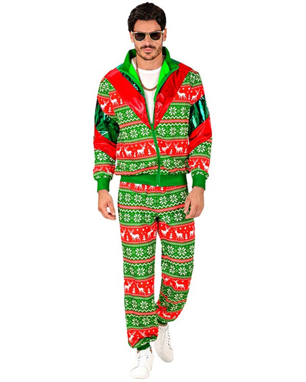 Green and Red Merry Christmas Adult Tracksuit