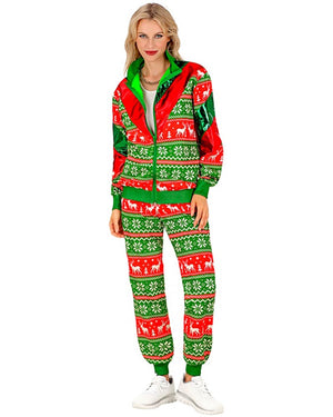 Green and Red Merry Christmas Adult Tracksuit