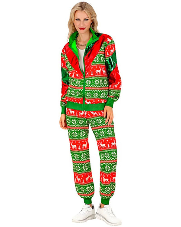 Green and Red Merry Christmas Adult Tracksuit