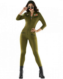 Green Aviator Bodysuit Womens Costume Size 20-22