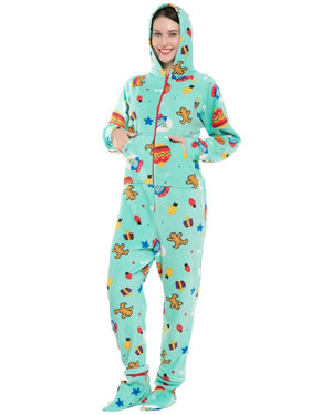Green Christmas Cartoon Adults Onesie