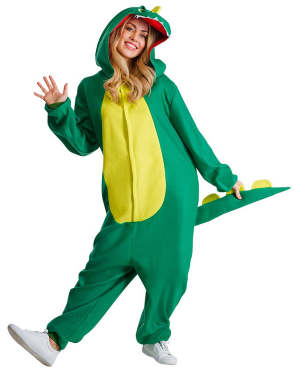 Green Dinosaur Onesie Adult Costume