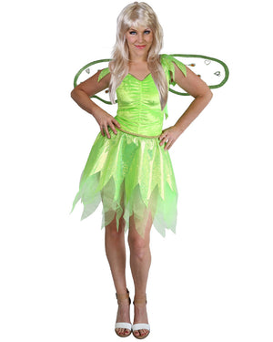 Green Fairy with Wings Womens Costume