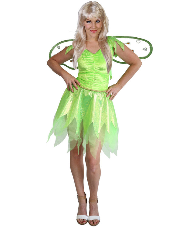 Green Fairy with Wings Womens Costume