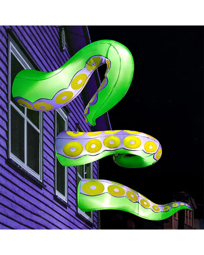 Green and purple tentacle-like structure that can be displayed on a building exterior