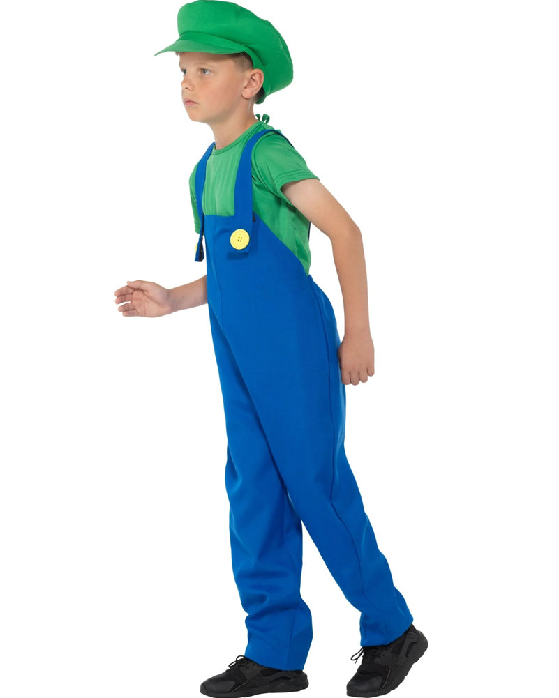 Green Plumber Guy Kids Costume