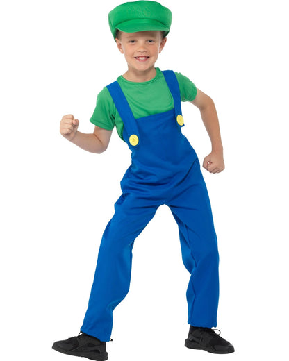 Green Plumber Guy Kids Costume