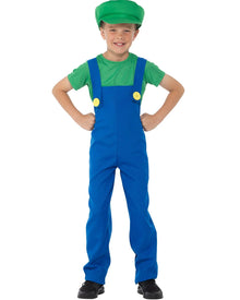 Green Plumber Guy Kids Costume