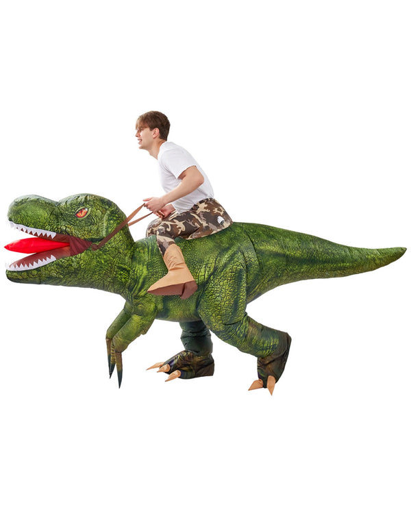Green T-Rex Ride-On Inflatable Adult Costume